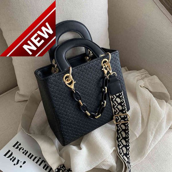 

bag women's 2020 autumn and winter new korean fashion wide shoulder belt princess woven single messenger handbag
