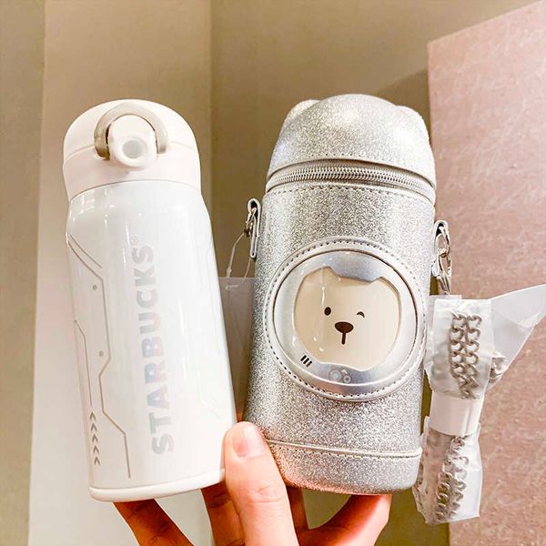 

starbucks space bear cup catering magician astronaut thermos with cover portable cartoon student children's water