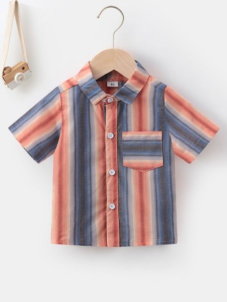 

baby block striped print shirt she, Blue