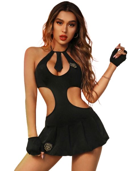 

cut-out bodycon dress with 1pair hand ring h4a7#, Black;red