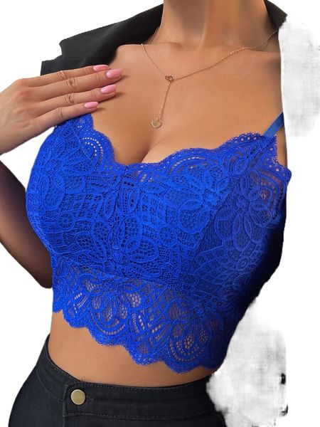 

contrast guipure lace crop cami i0b6#, White