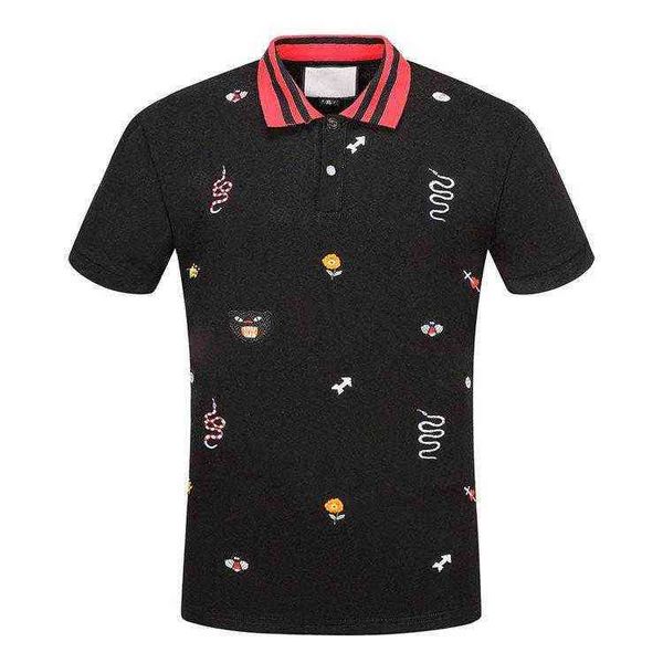 

19ss brands solid cotton polo with embroideries bee kingsnake ufo men polo shirt collar polos mens t shirts clothing shorts poloshirt, White;black