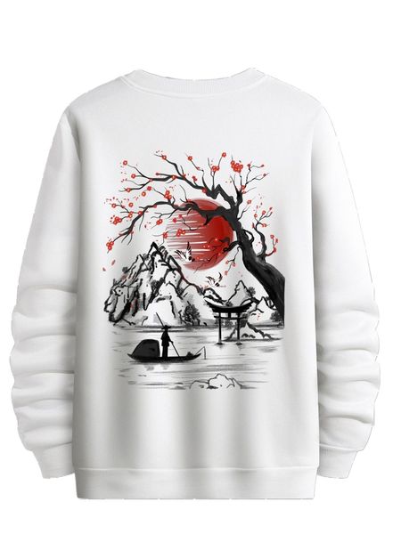 

men figure & floral print sweatshirt g7lw#, Black