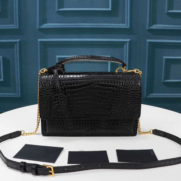 

classic designer crossbody bag for women tote fashion shoulder bags medium chain flap cross body purses luxury crocodile leather woman