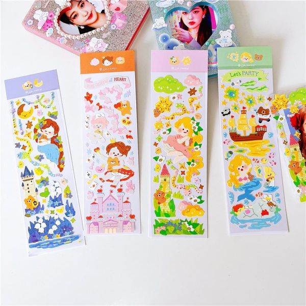 Embrulho de presente encantador castelo de desenho animado Princess Girl Sticker Diy decoração de scrapbooking Diário de material feliz em artigos de papelaria adesivos