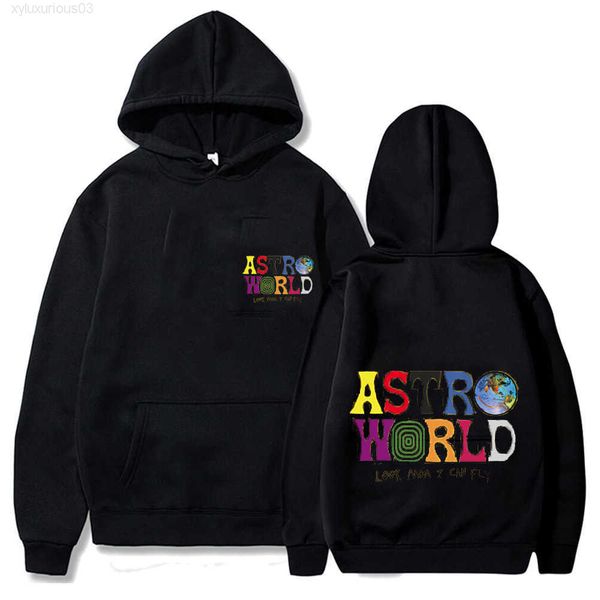 

travis scott's astroworld hoodie for women reads \, Black