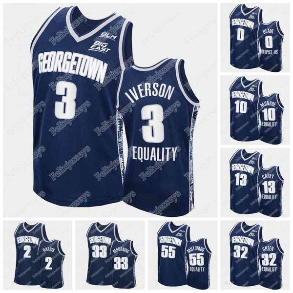 Thr Georgetown Hoyas Equality 2021 John Thompson Jr. 3 Allen Iverson Donald Carey Dikembe Mutombo Alonzo trauert um NCAA College Basketball