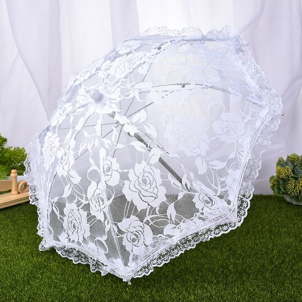 Fãs parasols suprimentos simples de casamento renda hollow noiva guarda -chuva