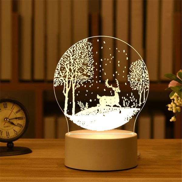 3D Lampe Acryl LED Nachtlichter Weihnachtsfeier Dekoration Nachtlicht für Home Schlafzimmer Dekor Neues Jahr Hochzeit Neonlampe USB