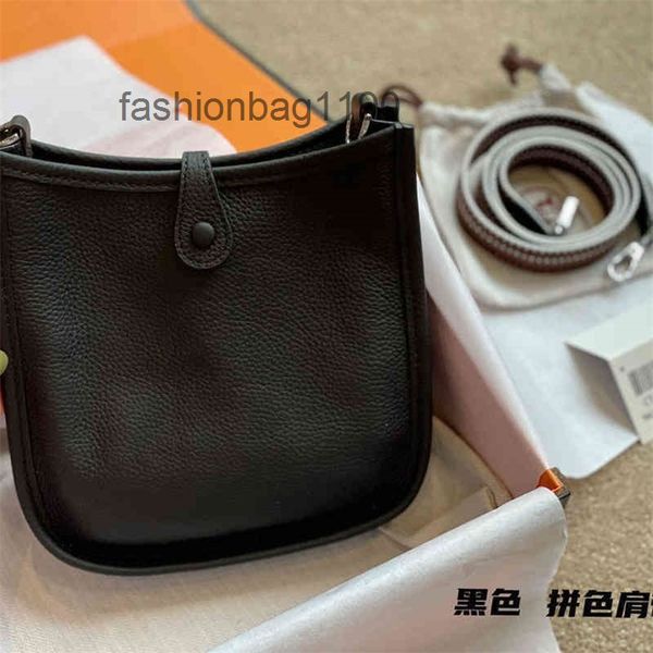 

mini cowhide bucket evelyn leather women's litchi pattern hollow out single shoulder messenger bag small with silk phz