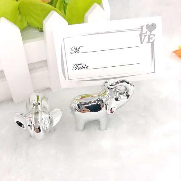 50pcs tema indiano Bomboniere fortunato in amore ad amore Elefante Silver-Finish Place Card Porta del Baby Birthday Decorative Decorazioni Nome Thotres Holder