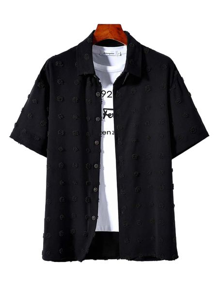 

men solid swiss dot shirt without tee 69wg#, White;black
