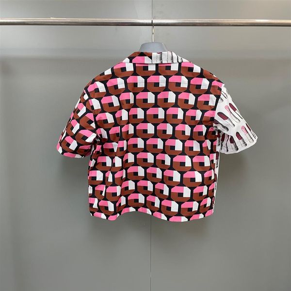 

falection mens 22ss p milano shirt blue lip stick and squares printed nylon buttons up shirt double match heavy cotton tshirt2251, White;black