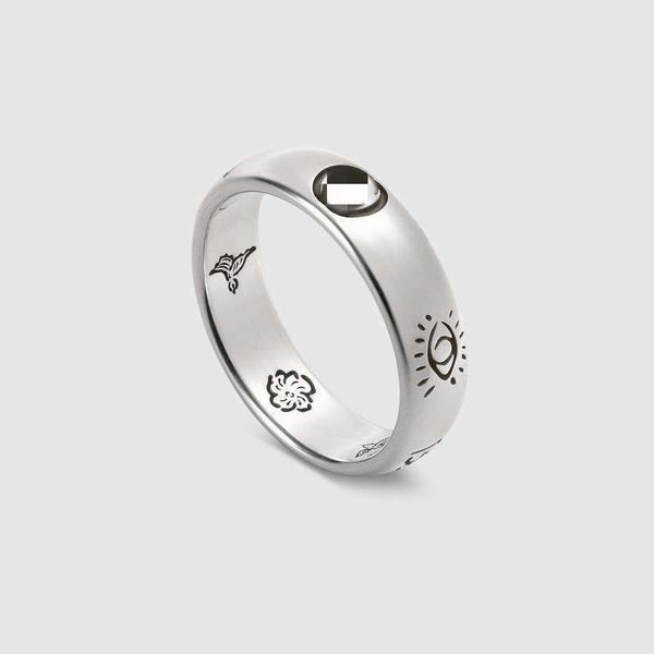 Anéis de grife para homens Mulheres de alta qualidade Double Blind Love Fearless Lover Flower and Bird Eyes Versão Wide Ring Ring Jewelry Gift
