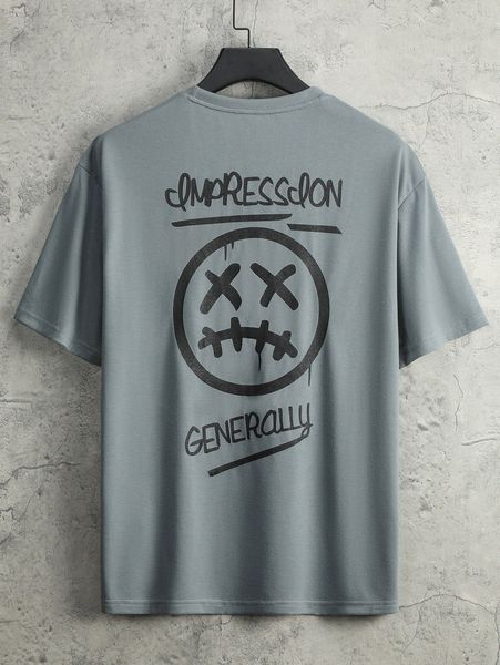 

men letter & cartoon face print tee g5vp#, White;black