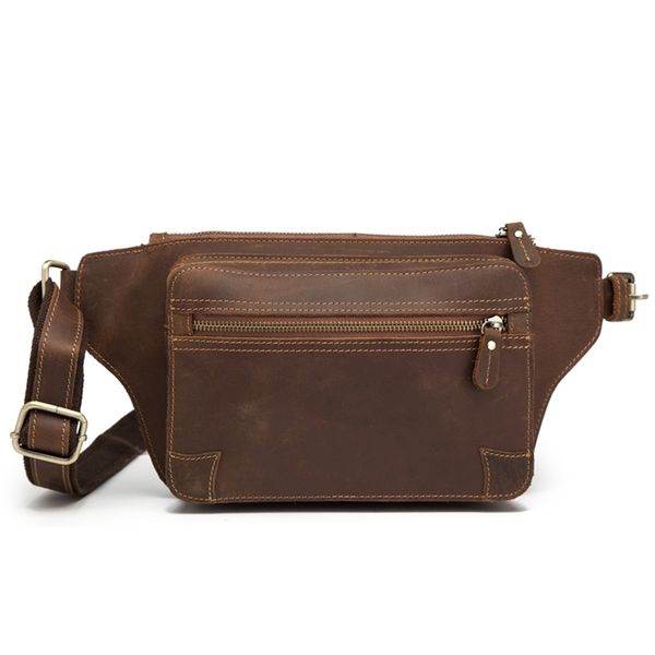 

genuine leather mens fanny waist packs sling chest bag leg hip hop mini waist pouch male bum belt bag vintage large beltbag new 201118
