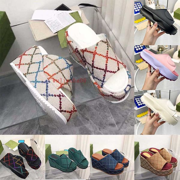 

2022 newstyle slippers sandal sliders macaron thick bottom wedge heel non-slip soft fashion g house slipper women wear beach flip-flops, Black