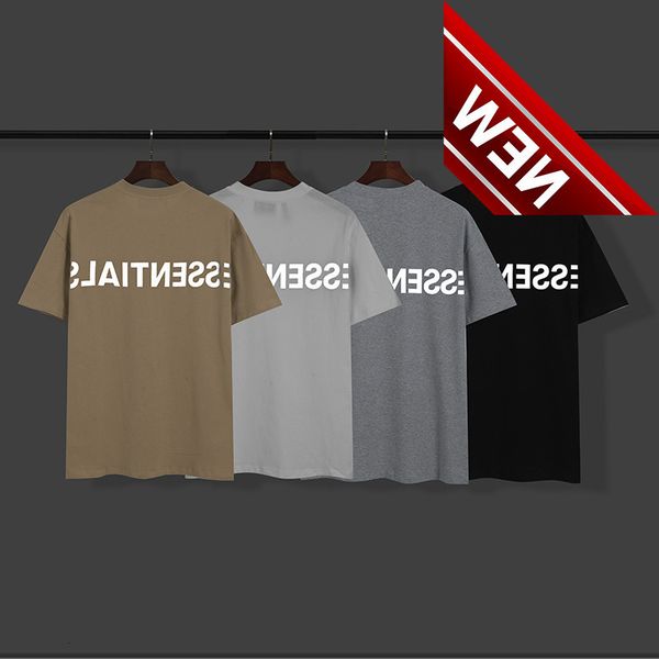 

fog double thread essentials new reflective letter printing short sleeve t-shirt european loose men and women's, White;black