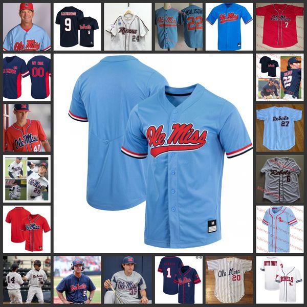

2022 ncaa custom stitched ole miss rebels baseball jersey 48 jerrion ealy jerseys 10 john rhys plumlee 16 tj mccants 9 hayden leatherwood 2, Black