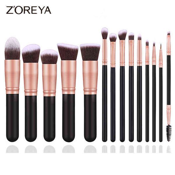 

makeup tools zoreya 14pcs brushes set foundation powder blush eyeshadow concealer lip eye lash make up brush cosmetics wholesale220422