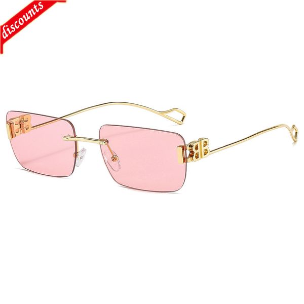 

men's women's fashion trend brand sunglasses wholesale framels metal personality letter b decorative modern, White;black