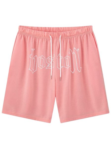 

men letter graphic drawstring waist shorts h93f#, White;black