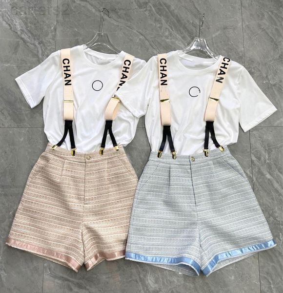 

women's hoodies & sweatshirts designer xiaoxiang french celebrity style 2021 summer new letter short sleeve t-shirt thin suspender shor, Black