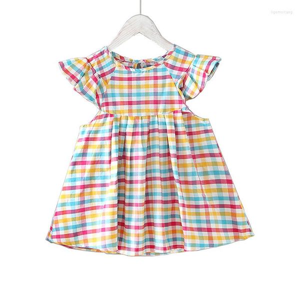 Mädchenkleider 18M-6Years Baby Mädchen für Party und Hochzeit Prinzessin Frühling Sommer Baumwolle Plaid Kleinkind Geburtstag KleidungMädchen