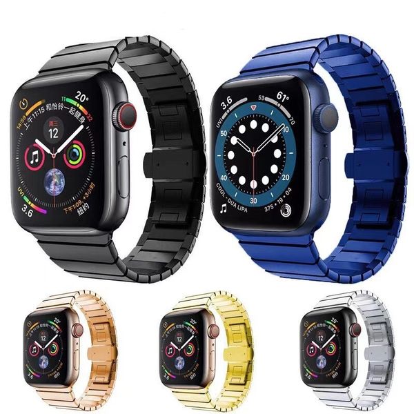 Geeignet für Apple Watch-Armbänder, Top-Design, Schmetterlingsschnalle, Edelstahl-Metallarmband, 38 mm, 40 mm, 42 mm, 44 mm