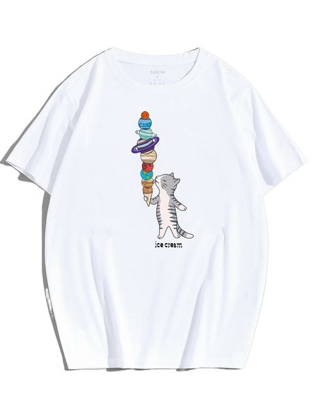 

men letter & cartoon graphic tee o9po#, White;black