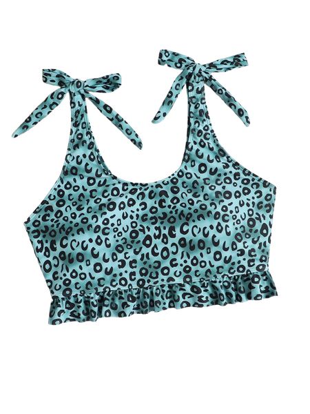 

plus leopard ruffle hem bikini a2xy#, Black