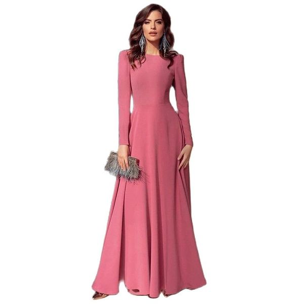 

muslim a-line chiffon o neck evening dresses long sleeves formal party gowns special occasion, Black;red