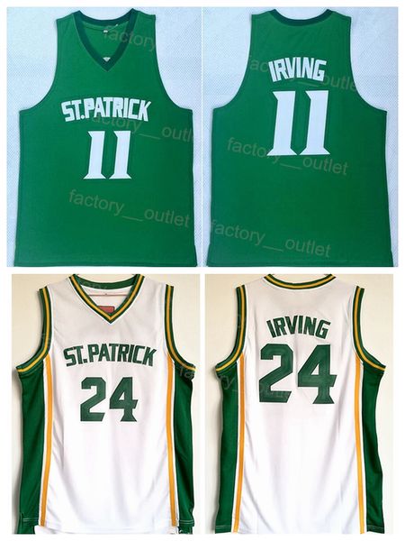 

high school st patrick basketball 11 24 kyrie irving jersey team green white color pure cotton for sport fans university breathable college, Black