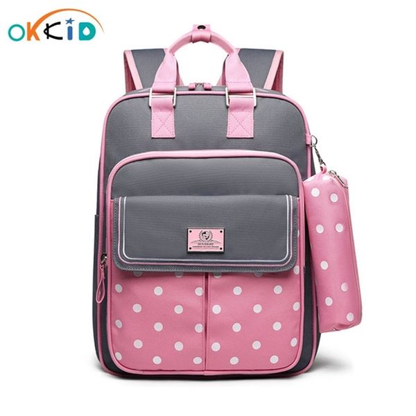

okkid kids orthopedic school backpack for girls school bag girl schoolbag children book bag set cute pencil case 220326