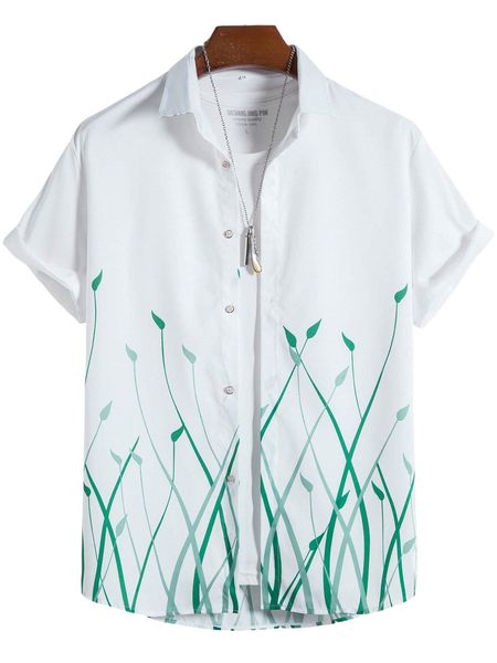 

men plant print shirt without tee a1ty#, White;black