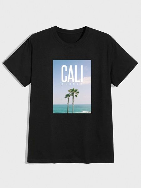 

romwe guys floral slogan graphic tee b9bh#, White;black