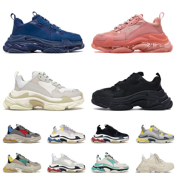 

designer sneakers men women triple s clear sole shoes black white crystal bottoms red pink paris 17fw old dad tripler outdoor jogging walkin
