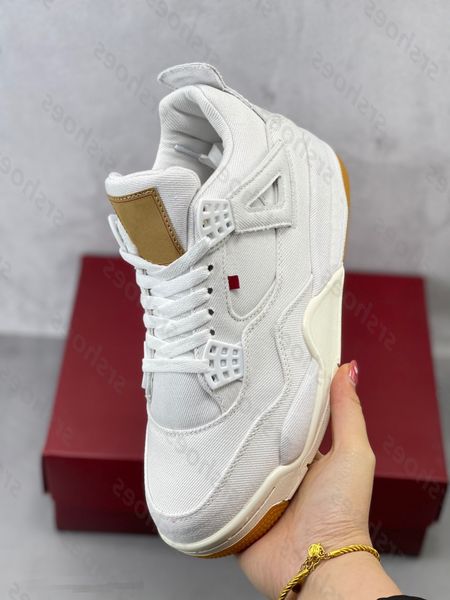 

shoes classical jumpman 4 4s retro wmns white canvas whitedenim l tag white black denim basketball trainers mens size 36-45