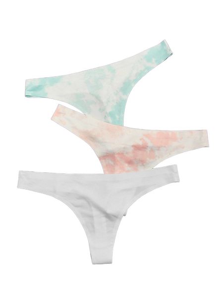

3pack tie dye no show thong m5ms#, Black;red