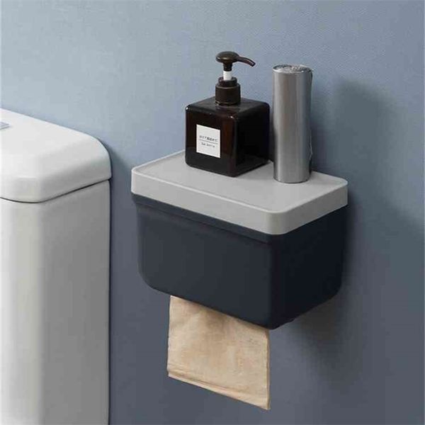 Montaggio a parete Mensola per bagno Scatola per fazzoletti Porta carta igienica Porta tovaglioli Portaoggetti per bagno Organizzatore Accessori per il bagno 210326