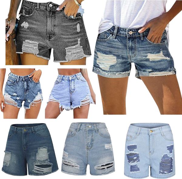 

womens shorts for summer casual ripped distressed denim shorts stretch frayed jean shorts with pockets o4gy#, White;black