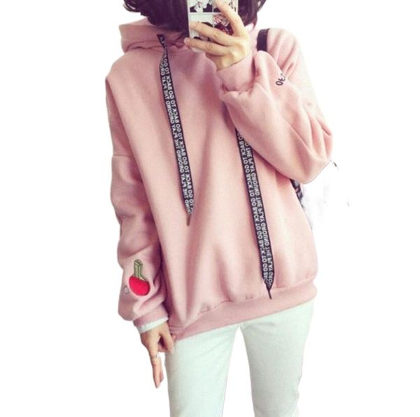 

women's hoodies & sweatshirts wholesale- hoodie with hood women cute pattern embroidered letter drawstring harajuku street sweatshirts1, Black