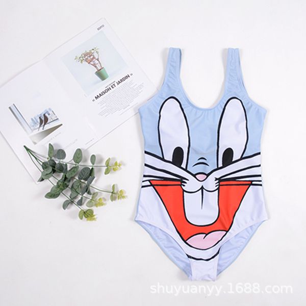

women's swimwear one-piece swimsuit cartoon printed swimsuit bikini, White;black