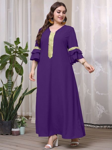 

plus contrast tape layered sleeve tunic dress s2vd#, Black