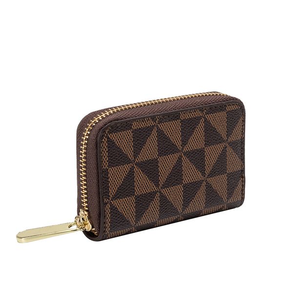 

luxury brand small coin purse for women money card holder zipper coin key storage bag famous plaid leather ladies mini purse, Red;black
