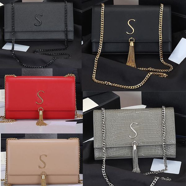 

crossbody bag chain handbag tassel bags shoulder handbags flap wallet genuine leather purse women flip cover pocket crocodile pattern high q