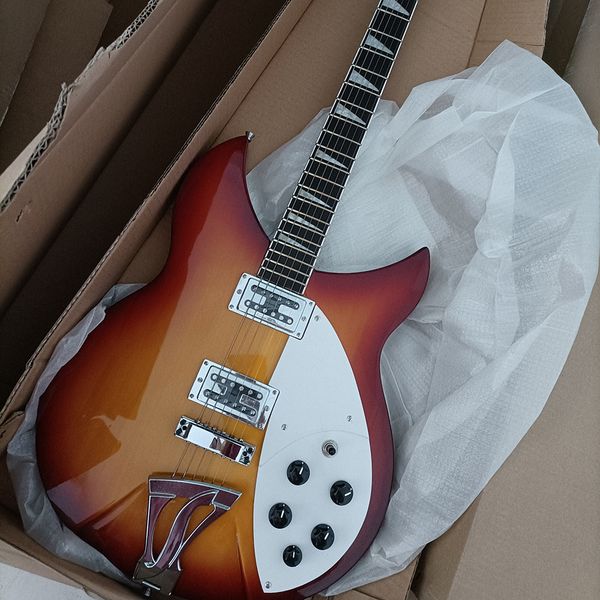 

6 strings cherry sunburst semi-hollow electric guitar rosewood fretboard