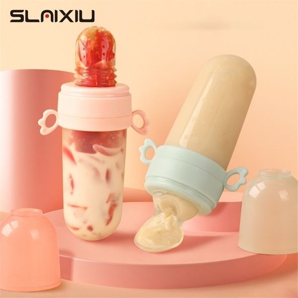

baby feeding bottle teether baby silicone rice paste cereal feeding squeeze bottle spoon feeder for born child utensils 220805