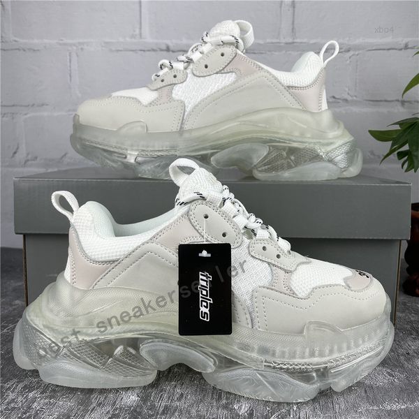 

fine paris casual shoes triple s clear sole trainers dad shoe sneaker black silver crystal bottom mens womens superior quality chaussures