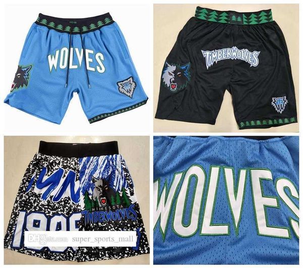 

minnesota''timberwolves''mens basketball shorts just don stitched mitchell and ness with pocket zipper sweatpants mesh r, Black
